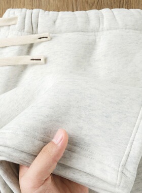 白灰色重磅美式加绒卫裤女慵懒直筒休闲裤子加厚运动裤2025年秋冬