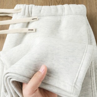 白灰色重磅美式加绒卫裤女慵懒直筒休闲裤子加厚运动裤2025年秋冬