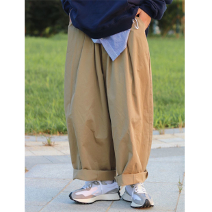 2022春秋新款Cityboy宽松休闲卡其色日系中性风阔腿工装裤子男女