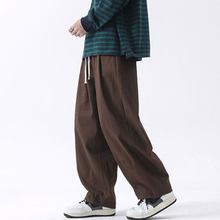 咖啡色工装裤女秋春季cityboy日系休闲裤子廓形直筒宽松阔腿裤男