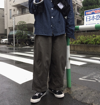 高腰日系复古纯棉中性阔腿工装裤