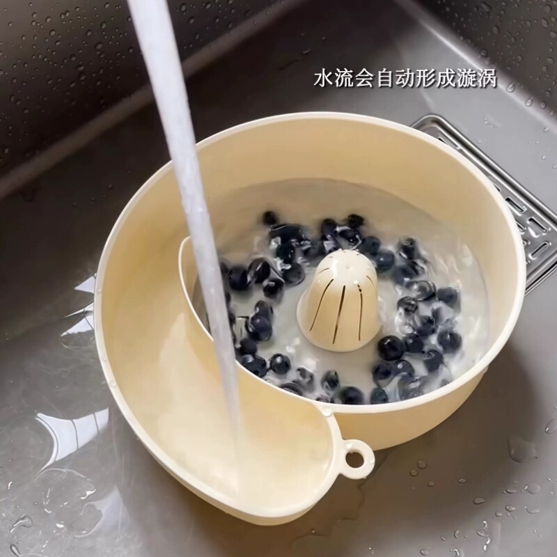【旋转机】免手洗蜗牛沥水篮家用洗菜洗水果自动清洗收纳沥水篮