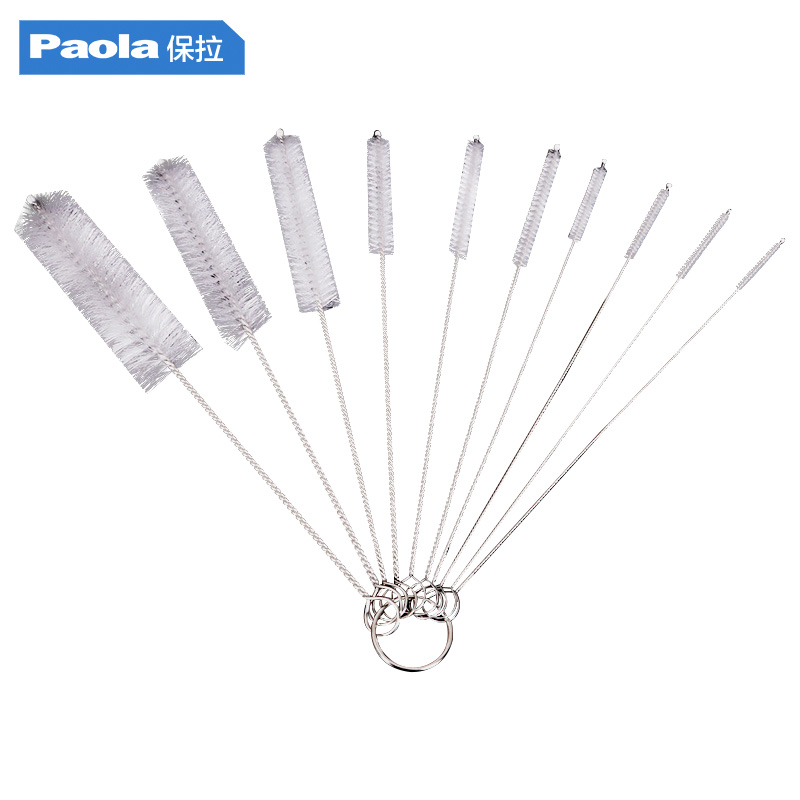 保拉10件套白色试管刷洗瓶刷硬毛清洗内孔刷子实验室管道刷9168