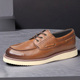 男厚底牛皮手工帆船鞋 KIXSIZE阿美咔叽复古真皮做旧工装 休闲皮鞋