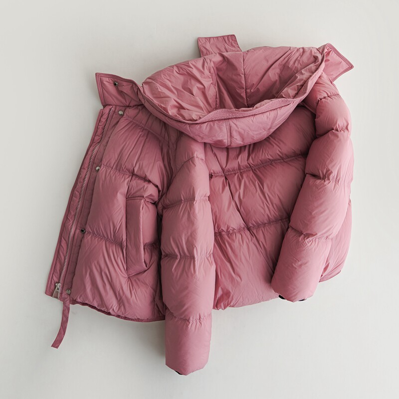 乔妮塔女装2025冬季连帽90白鸭绒加厚轻型泡芙短款面包羽绒服外套