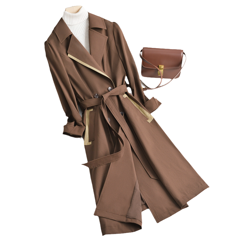 乔妮塔系带中长款西服领风衣