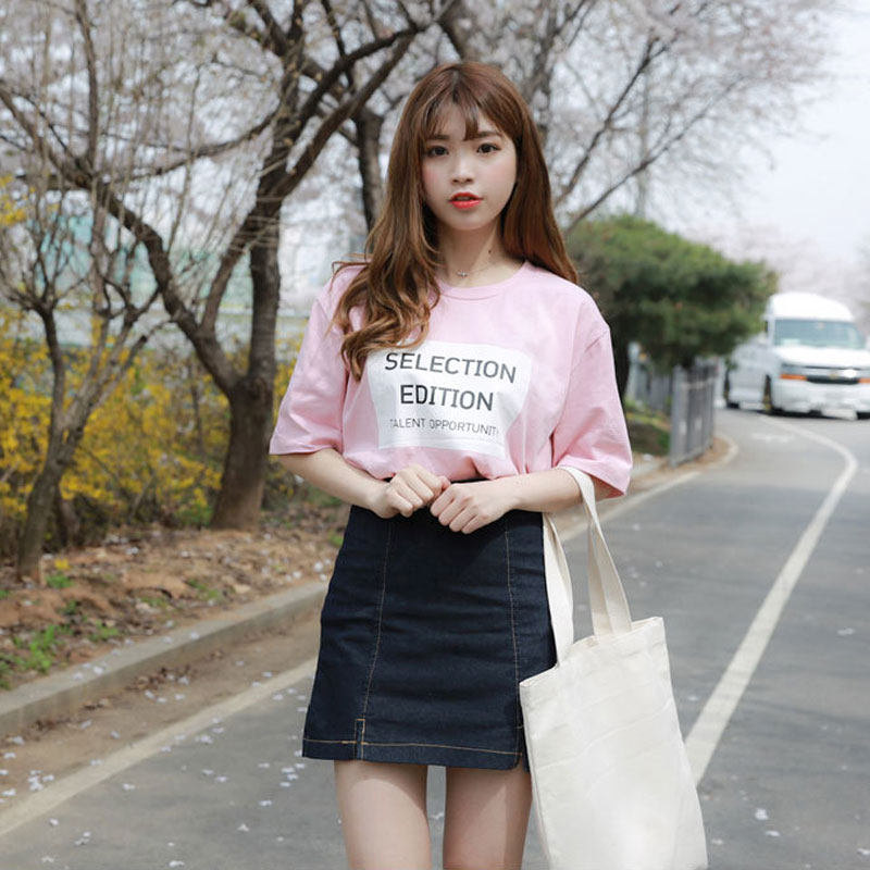 蜜桃粉色短袖t恤少女夏小个子正肩小众设计感显瘦宽松樱花粉上衣