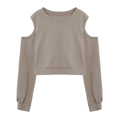 卡其色短款卫衣女秋圆领高级感超