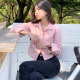 温柔甜美蜜桃粉色衬衫 小个子高级感叠穿小众设计感上衣 女别致短款