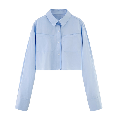 百思朵奶油蓝baby小个子风衬衣