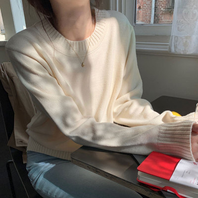 甜美奶杏色毛衣针织衫显瘦内搭