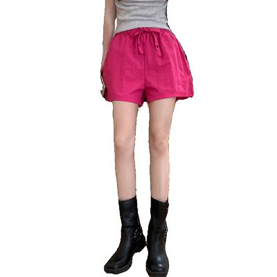 短裤火龙果色薄款休闲裤高腰显瘦