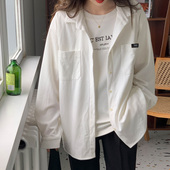 灯芯绒衬衣棉中长款 百思朵白衬衫 女宽松慵懒风设计感小众长袖 外套