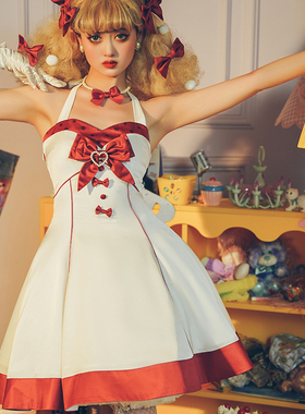 夏日甜心  美式复古夏季轻lo日常吊带原创正版连衣裙包子猪洋装女