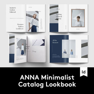 极简男女服装产品企业宣传营销INDD画册模板图文排版ID设计素材
