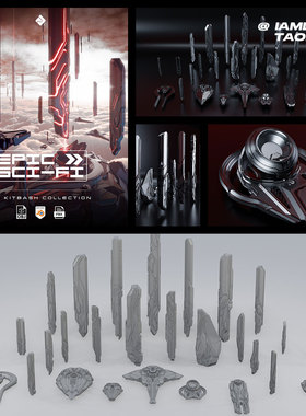 Blender模型 未来科幻太空基地飞船硬表面建筑3D资产素材