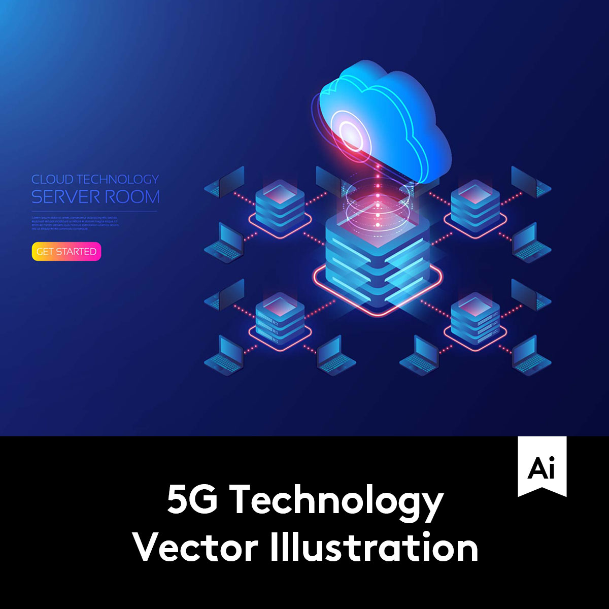 12款等距APP UI网站页面设计5G网络科技互联网2.5D插画AI矢量素材