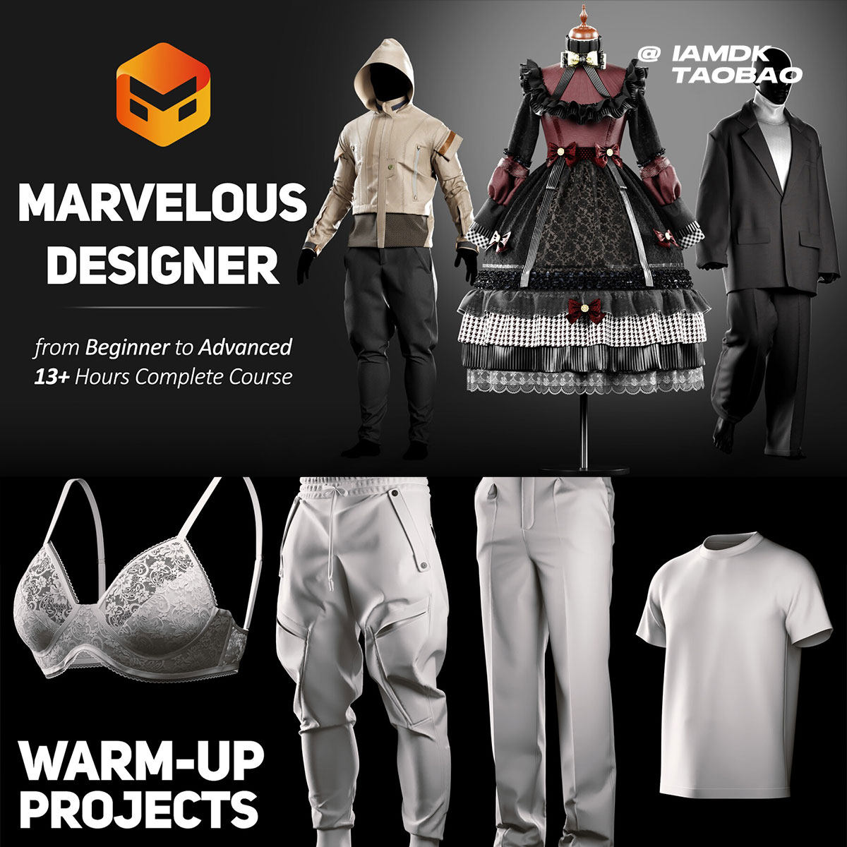 Marvelous Designer工装裤蕾丝洛丽塔科幻服装基础教程 中文字幕