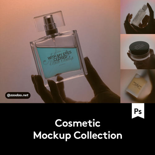 14款唯美欧美INS风化妆护肤品品牌包装设计展示效果图PSD样机模板