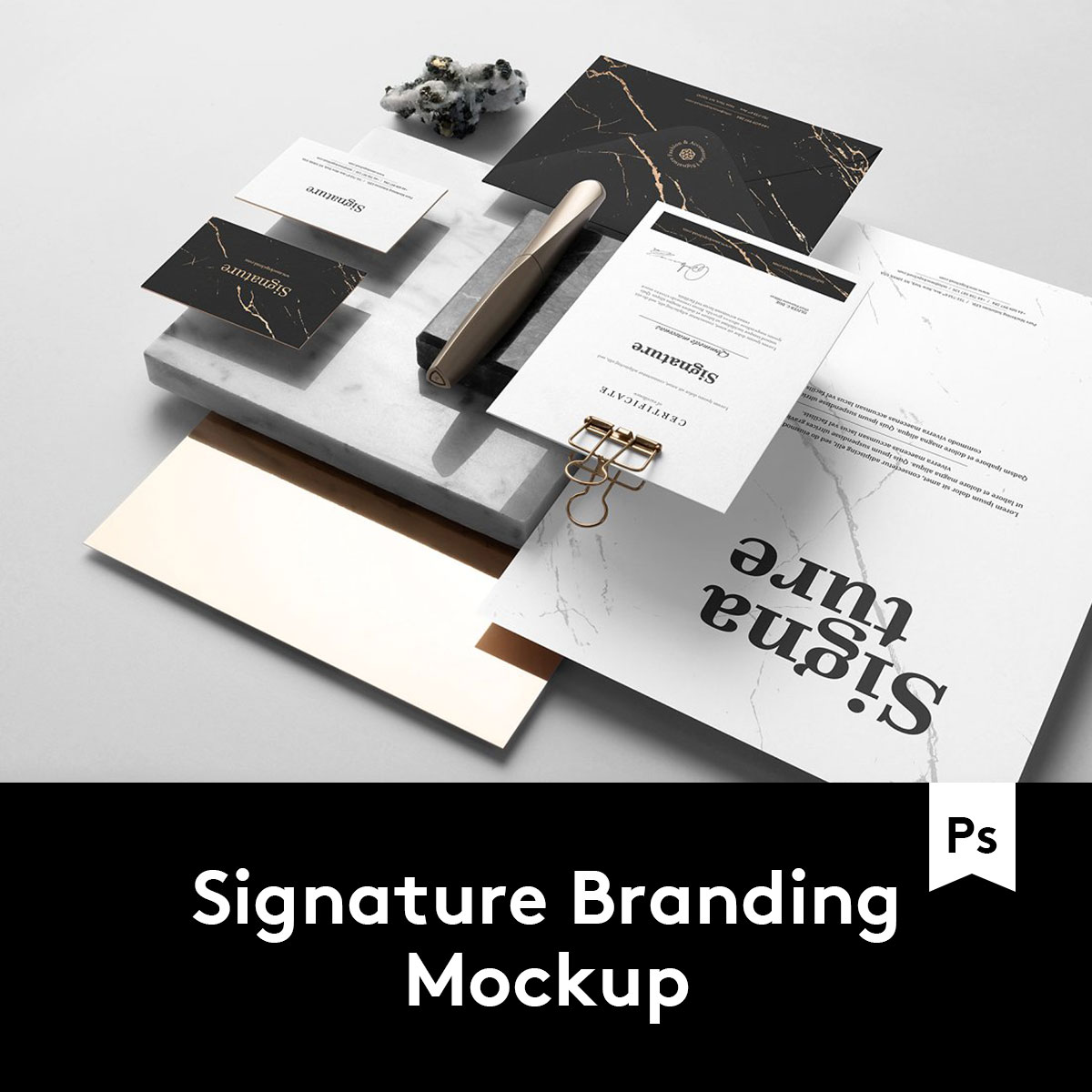 Signature Branding Mockup潮流品牌VI办公用品样机 M2020040411