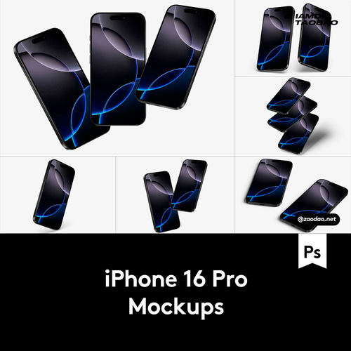 23款iPhone 16 Pro手机UI设计展示效果图贴图Psd/Figma样机模板