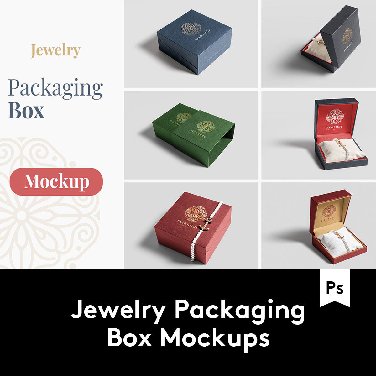 jewelry box mockups 6款珠宝包装盒设计psd样机模板 m2020051003