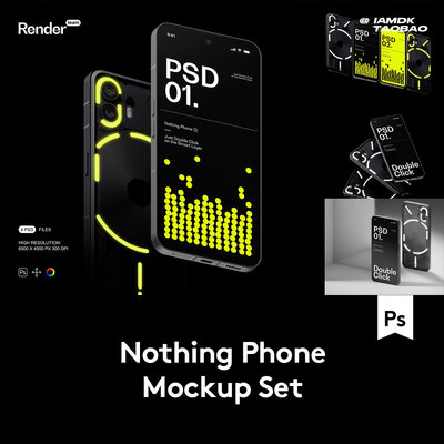 高级黑化工业风iPhone 14 Pro手机屏幕展示贴图PSD样机模板素材