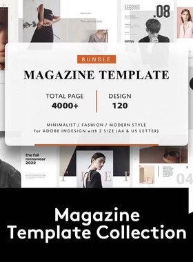 120款时尚服装家具珠宝婚纱摄影作品集杂志画册设计INDD模板套装
