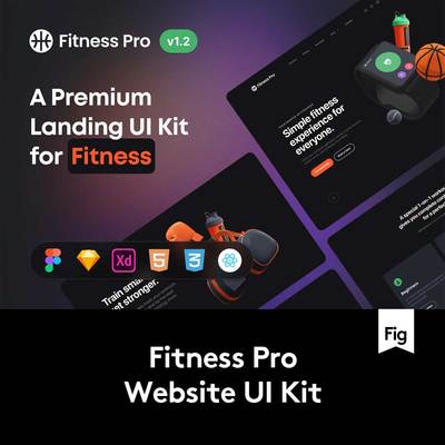 响应式健身锻炼运动网站WEB UI界面设计Figma/Sketch/XD格式模板