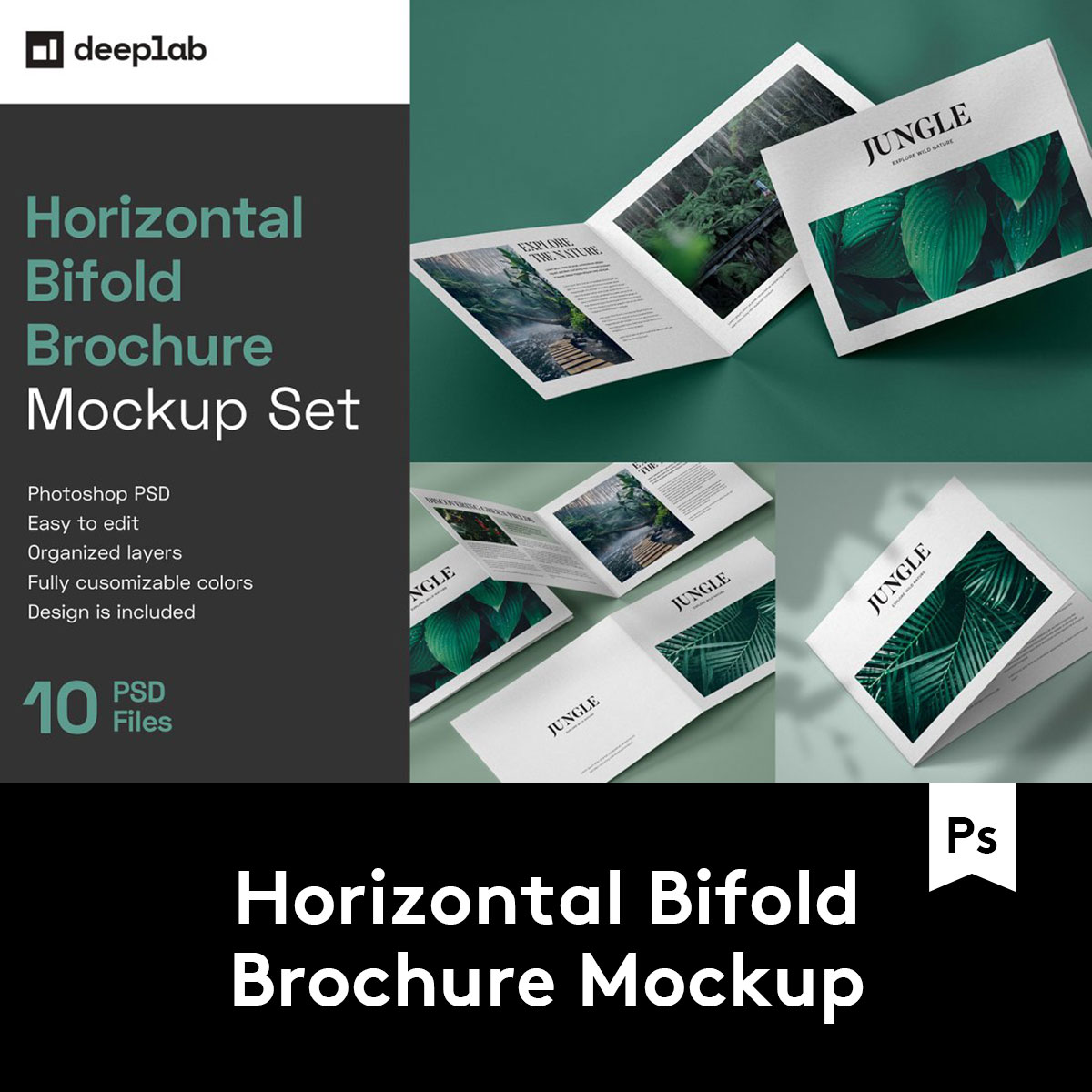Horizontal Brochure Mockup横版两折页小册子样机 M2020041803