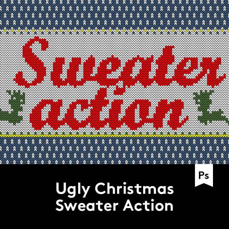 逼真圣诞主题针织毛衣文字效果PS动作 A2020030201