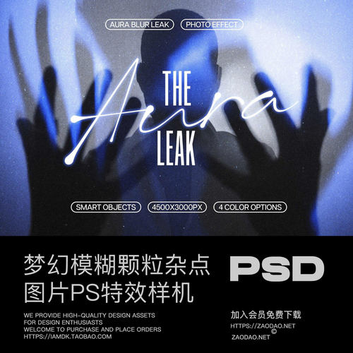 梦幻颗粒杂点模糊光环漏光照片人像修图效果ps特效滤镜插件样机