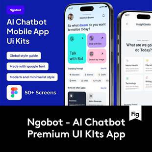 50+屏浅色AI智能聊天语音机器人APP应用程序UI界面设计Figma模板