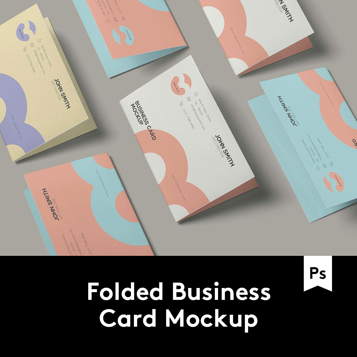 Folded Business Card Mockup 折叠商务名片样机模板 M2020042602 商务/设计服务 设计素材/源文件 原图主图