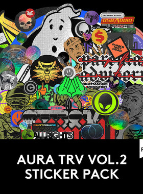 AURA Sticker Pack 100款潮流复古做旧贴纸标签素材 G2020051803