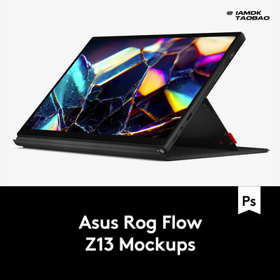 20款华硕轻薄平板电脑Rog Flow Z13屏幕演示UI界面贴图ps样机模板