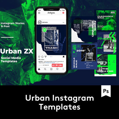 Urban Instagram Templates 24款潮流行街头撞色INS新媒体PSD模板