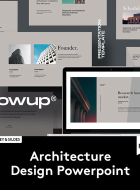 GROW UP PPT+Keynote 极简城市建筑设计作品集幻灯片演示文稿模板