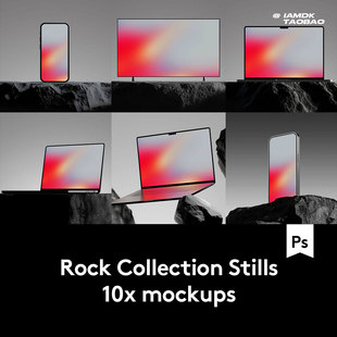 10款工业风APP网站界面设计Phone手机笔记本电脑展示贴图PS样机
