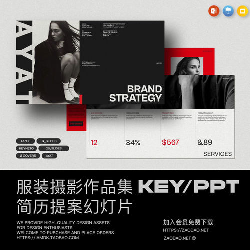 28页极简服装摄影作品集简历项目提案幻灯片设计ppt/keynote模板