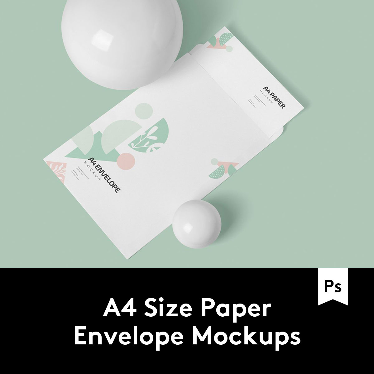 A4 Size Envelope Mockups 6款信纸办公用品样机模板 M2020070106