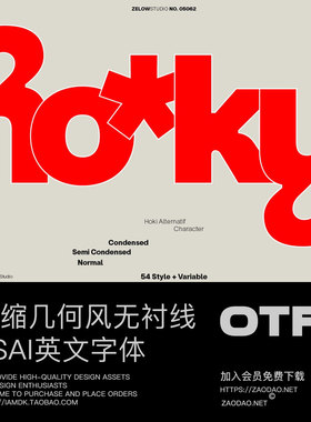 现代怪诞浓缩几何风品牌海报包装标题字体logo设计无衬线英文字体