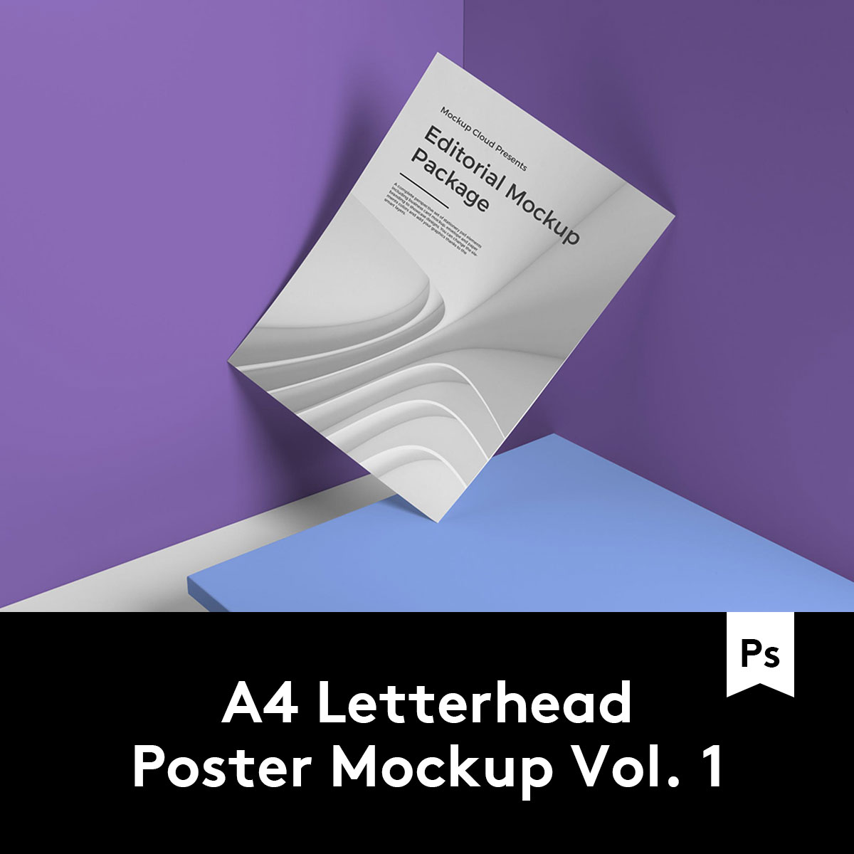 A4 Letterhead Poster Mockup竖版海报设计样机素材 M2020032914