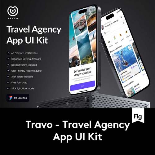 60屏双配色旅行社旅游路行景点门票预订APP UI界面设计Figma模板