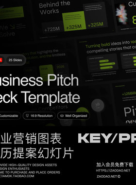 25页黑暗企业市场营销数据图表提案演讲幻灯片设计ppt/figma模板