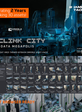 Blender科幻赛伯朋克城市建筑3D模型资产 Kitbash Buildings