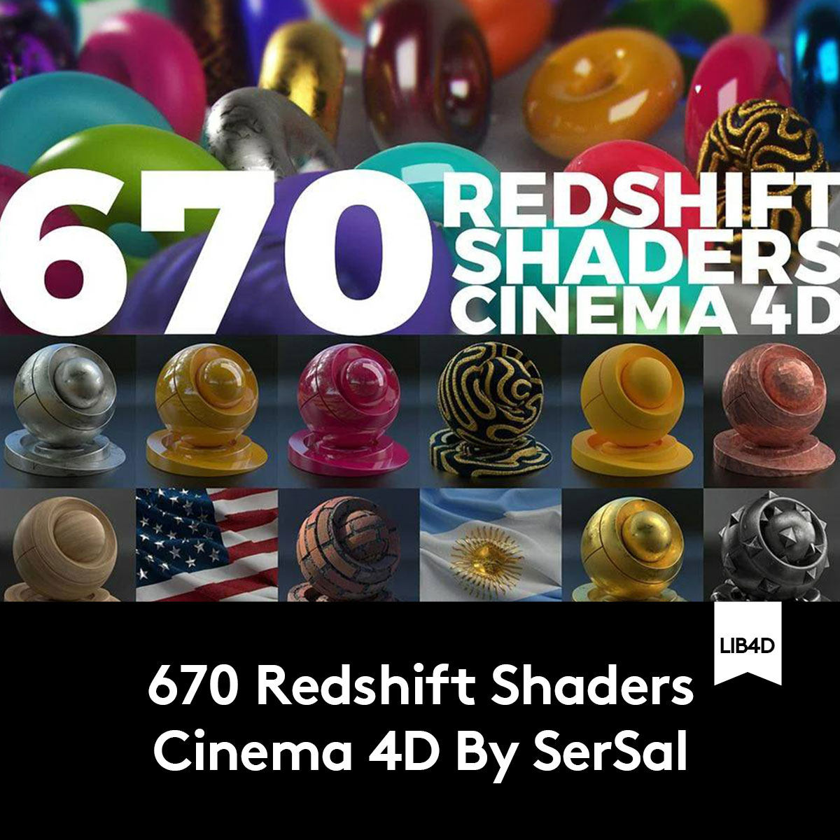 670组布料木纹混凝土砖块金属钢铁C4D Redshift渲染器材质预设
