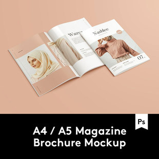 A4&A5画册杂志设计效果图PSD智能贴图样机模板素材 YJ202001121