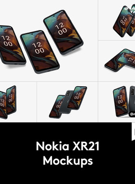 20款逼真APP界面设计诺基亚XR21手机屏幕贴图效果图PSD样机模板