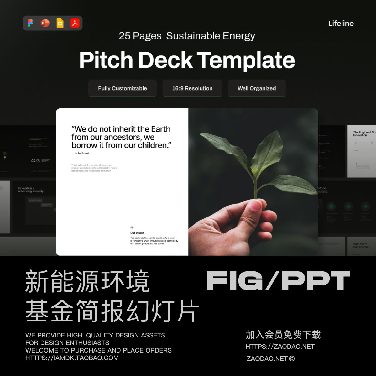 25页新能源环境基金会公司投资提案简报幻灯片设计ppt/figma模板